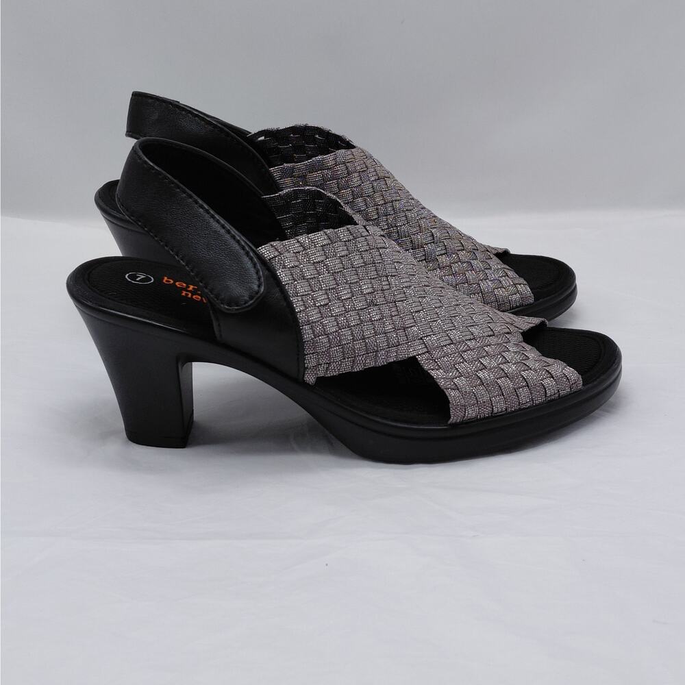 bernie mev Womens Sandals Size 7 Comfort Stretch Woven Heels Minimalist Chic